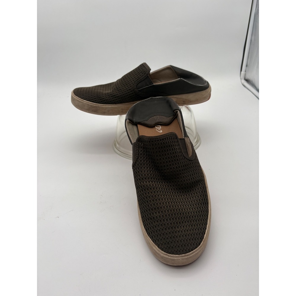 OluKai Lae'ahi Mens 11 Dark Olive Green Mesh Slip On Sneakers 10443-2828